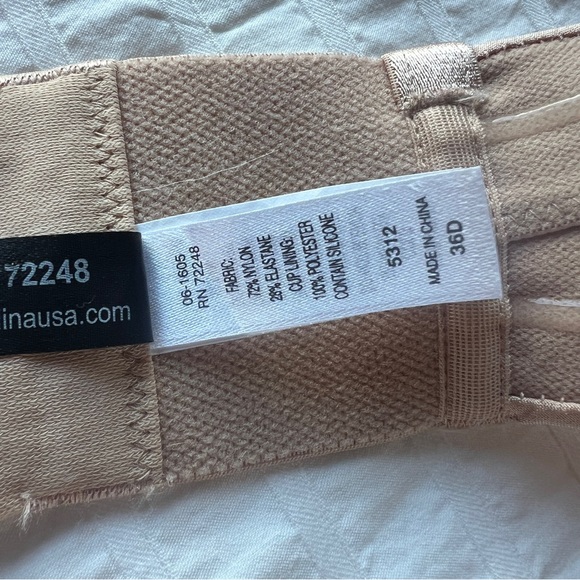 NWOT Felina Piege Bonded Strapless Bra in Nude, 36D - Picture 6 of 8